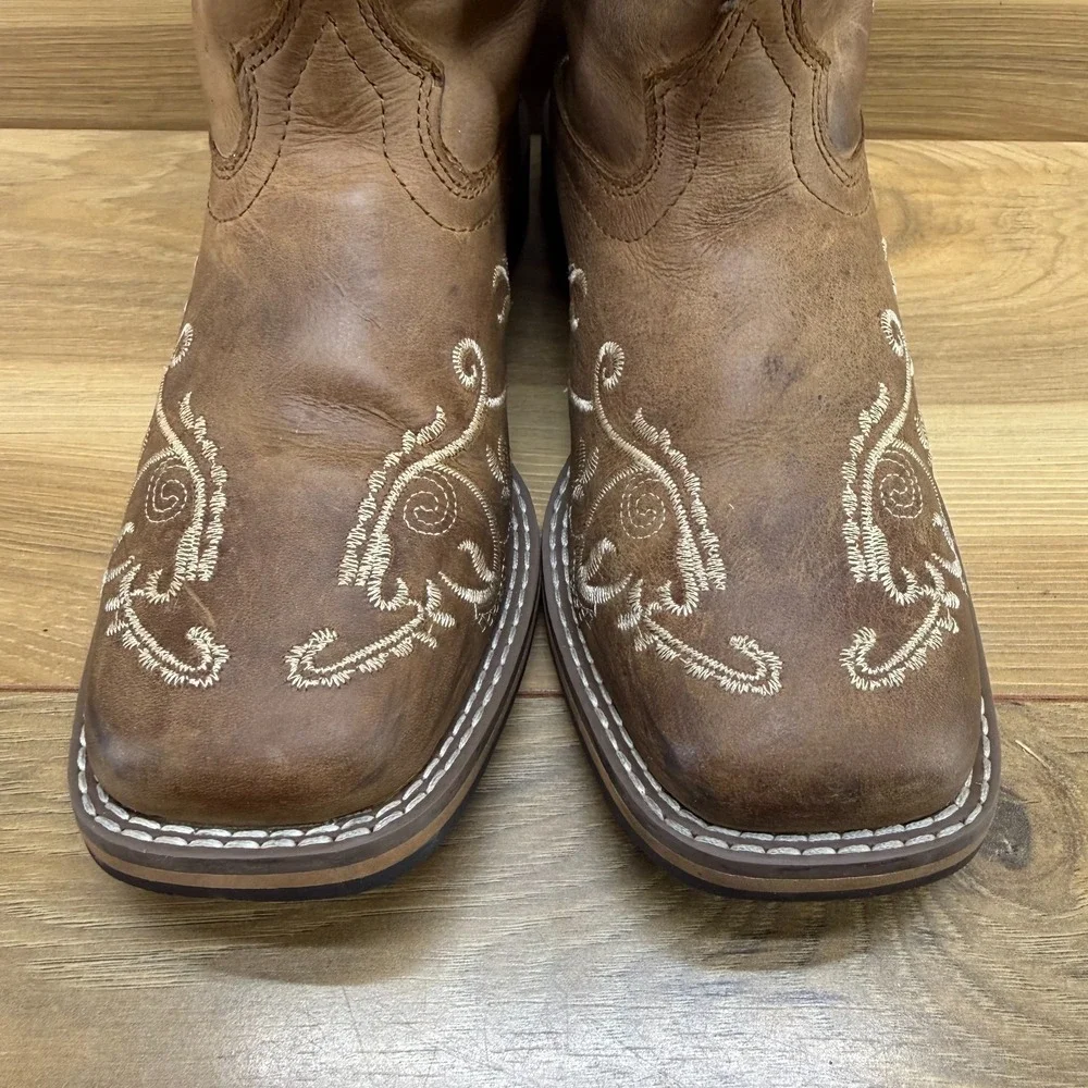 Smoky Mountain Boots Girls 2.5 Embroidered Floral Square Toe Rodeo Ranch
